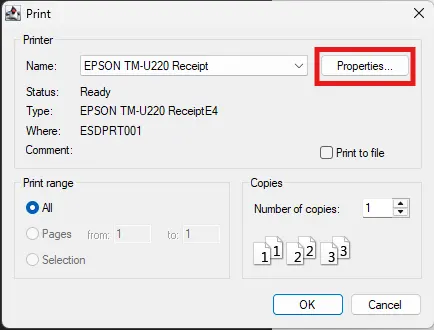 setting printer dot matrix